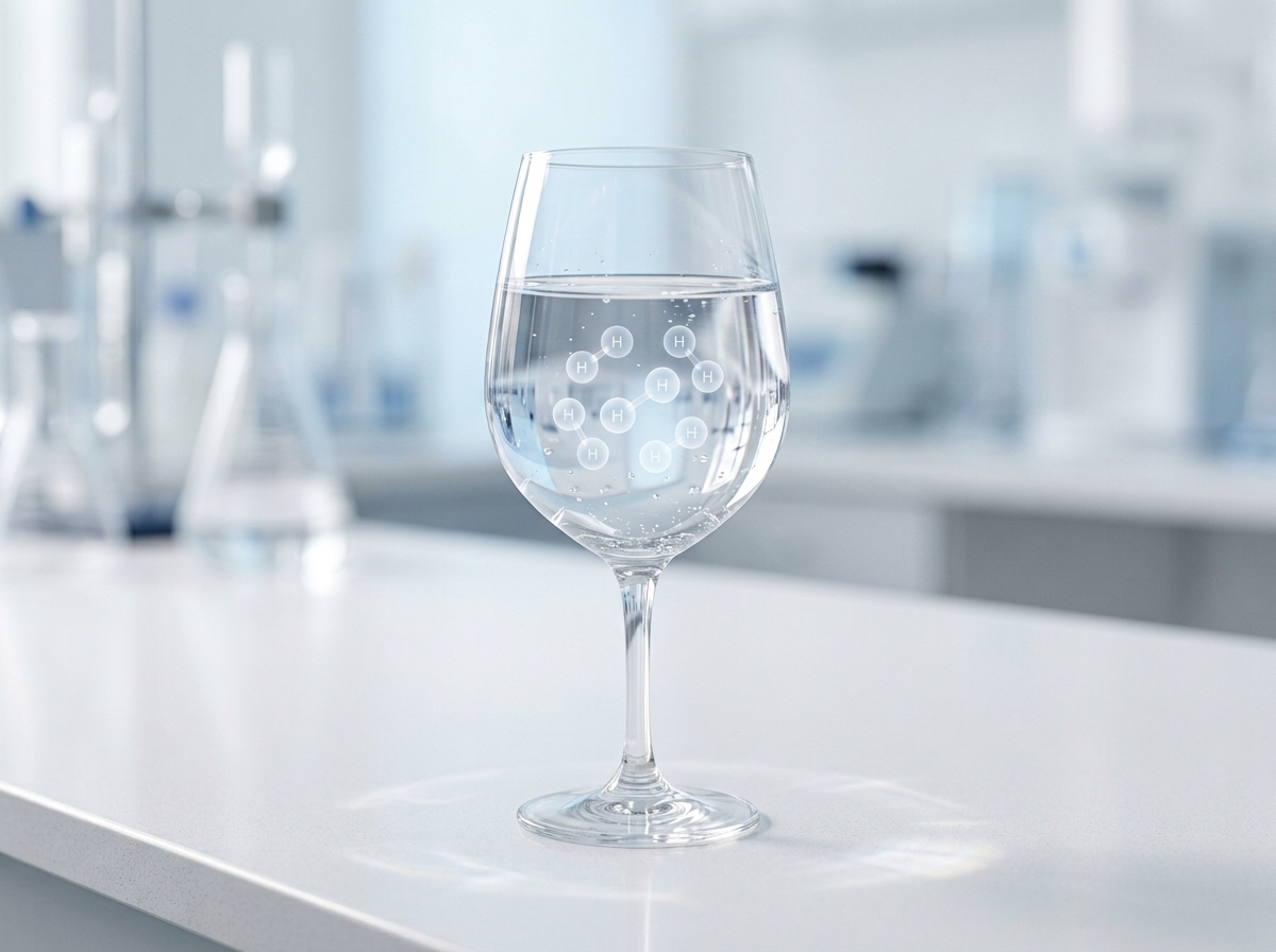 Glass of water with hydrogen