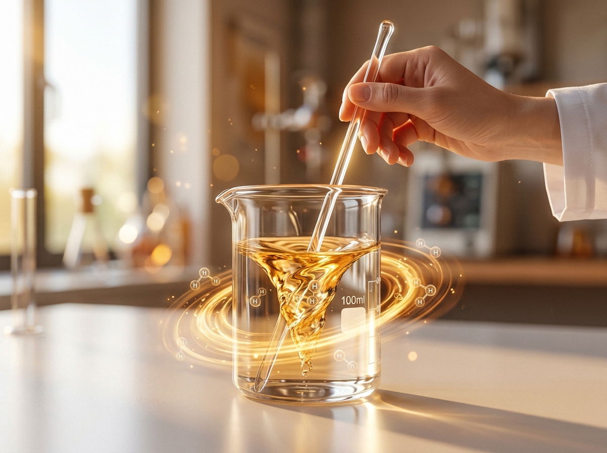 Glass rod stirring water